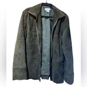 J. Crew dark green suede barn jacket zip up women’s Sz m